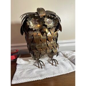 Rustic Metal Owl Sculpture Art Figurine Home Decor Accent